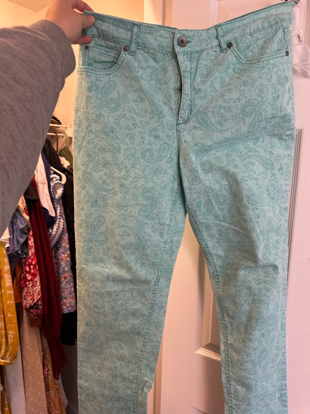 Ruff Hewn Mint Paisley Skinny Jeans - Picture 4 of 7